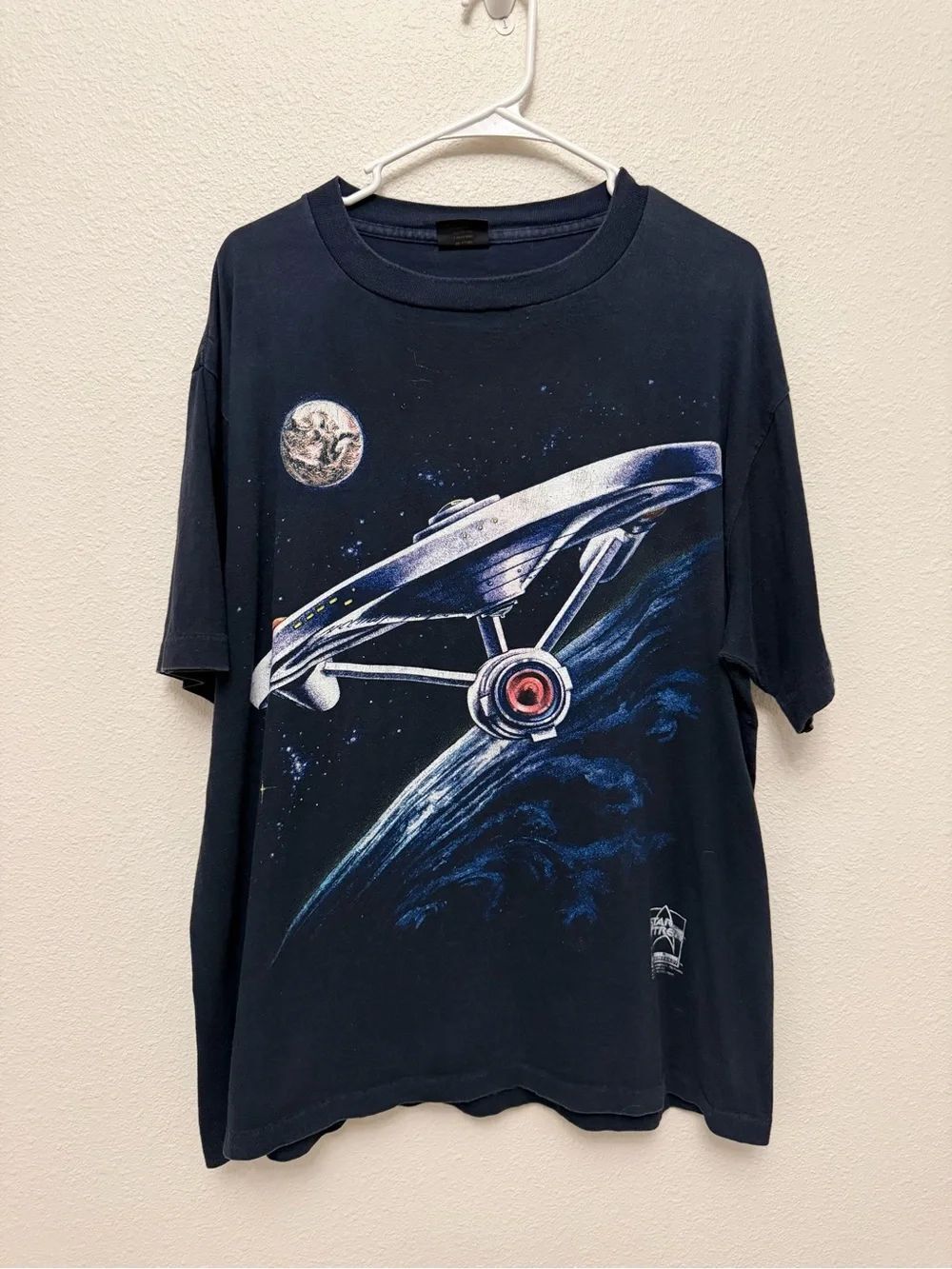 VTG 1991 Star Trek USS Enterprise T Shirt XL Single Stitch Changes Double Sided